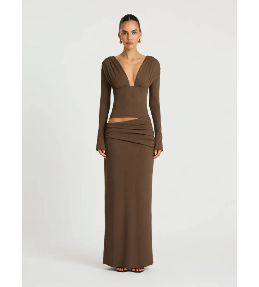 Benni Agnes Maxi Dress in Chocolate Size AU12 for rent on The Volte - main image