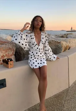 Rat & Boa Perla Mini Dress White Polka Dot Size AU 6 / XS for rent on The Volte - image 4