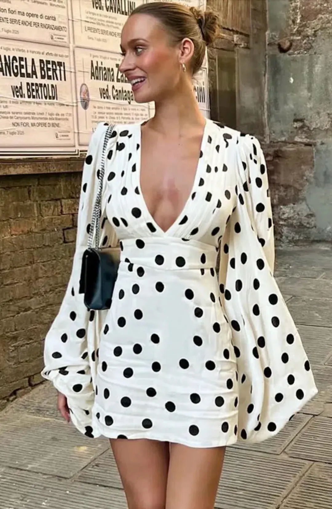 Rat & Boa Perla Mini Dress White Polka Dot Size AU 6 / XS for rent on The Volte - main image