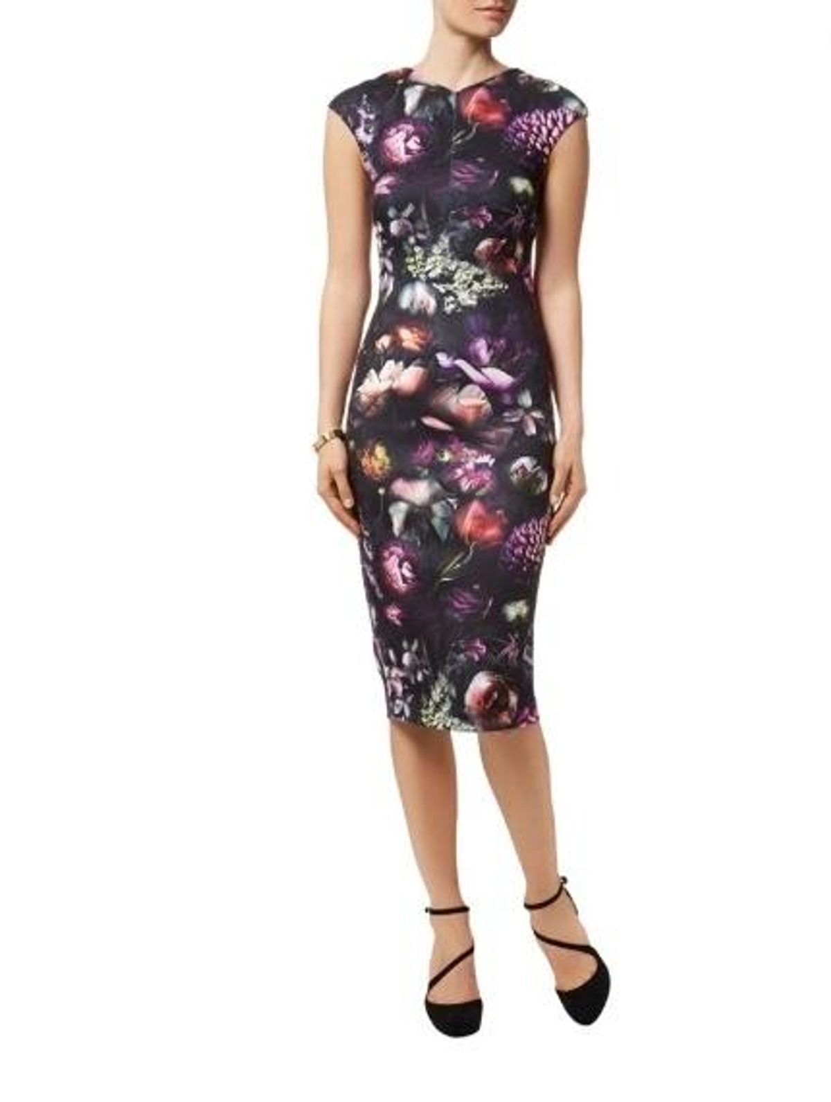 Ted Baker RAISIE Shadow Floral Midi Dress Purple Size 8 - Image 1