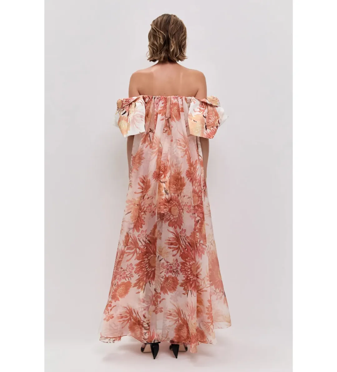 Aje Cosette Gown Rust Native Floral Size AU 8 for rent on The Volte - main image