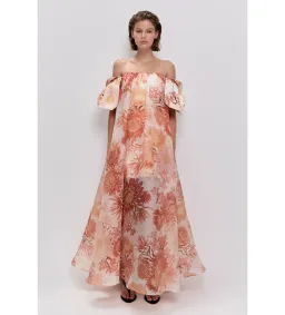 Aje Cosette Gown Rust Native Floral Size AU 10 for rent on The Volte - image 1