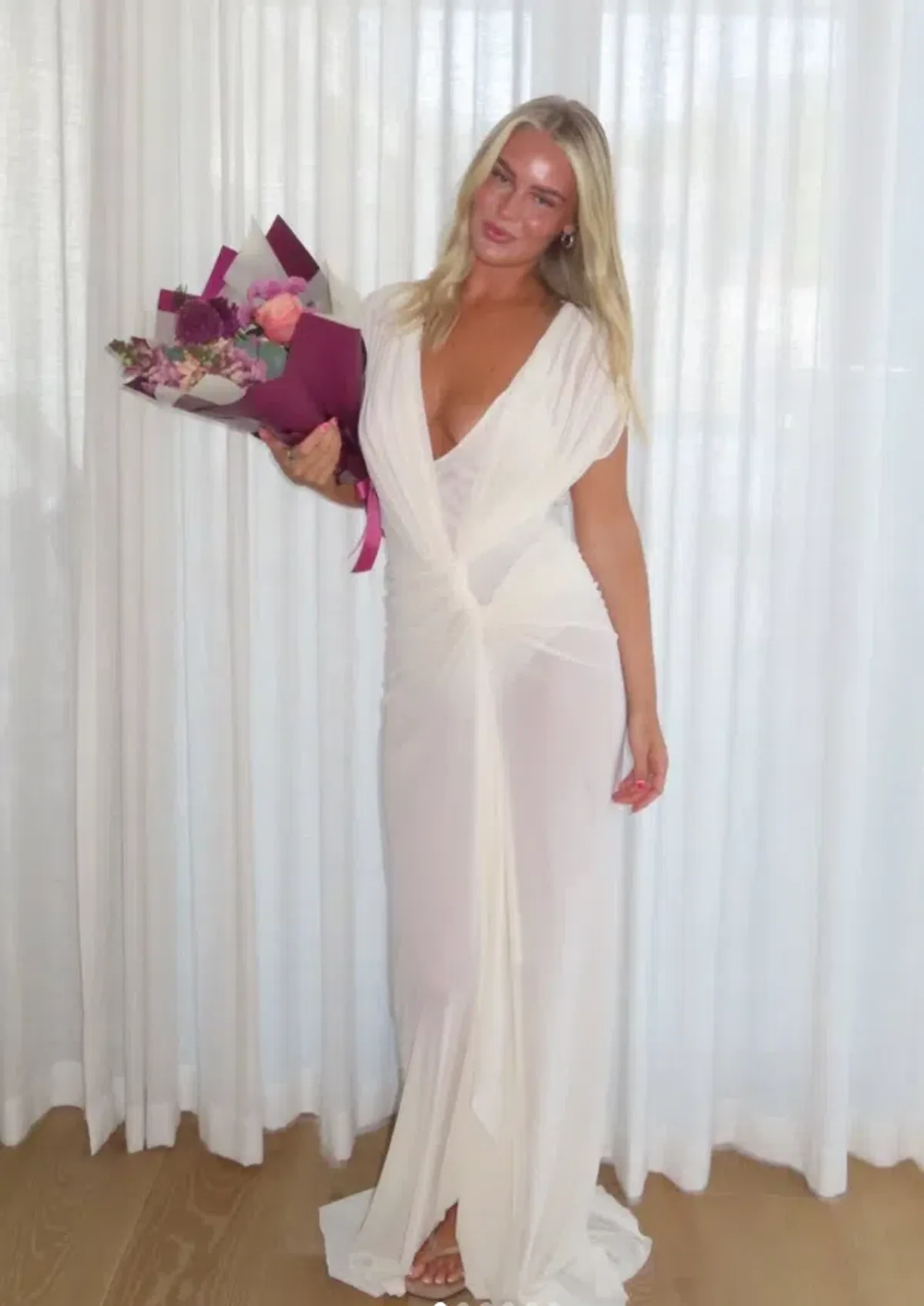 Bec and Bridge Leia Drape Gown Butter Cream White Size 8 - Image 10