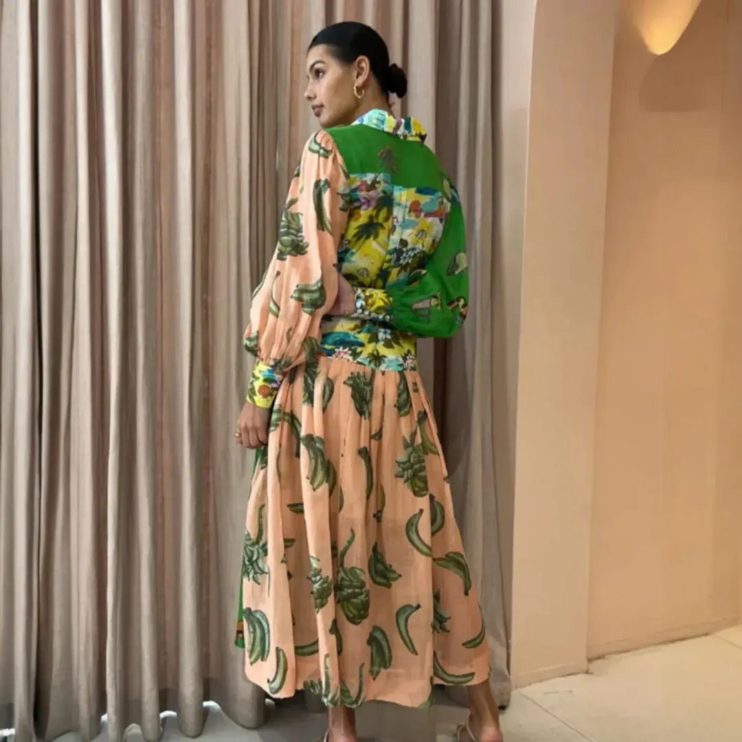 Alemais Holiday Patchwork Shirtdress in Multi Size 8 for rent on The Volte - main image