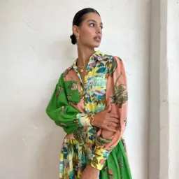 Alemais Holiday Patchwork Shirtdress in Multi Size 8 for rent on The Volte - image 3