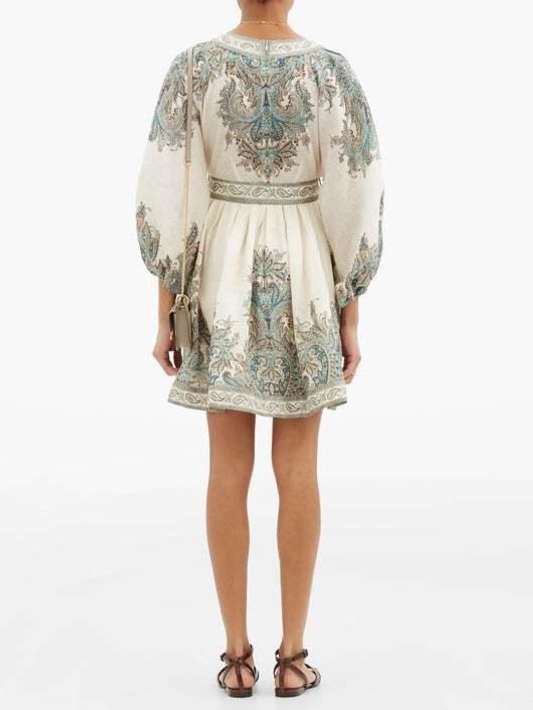 Brighton Paisley Mini Dress (cream/blue/blush, size 14) for rent on The Volte - main image