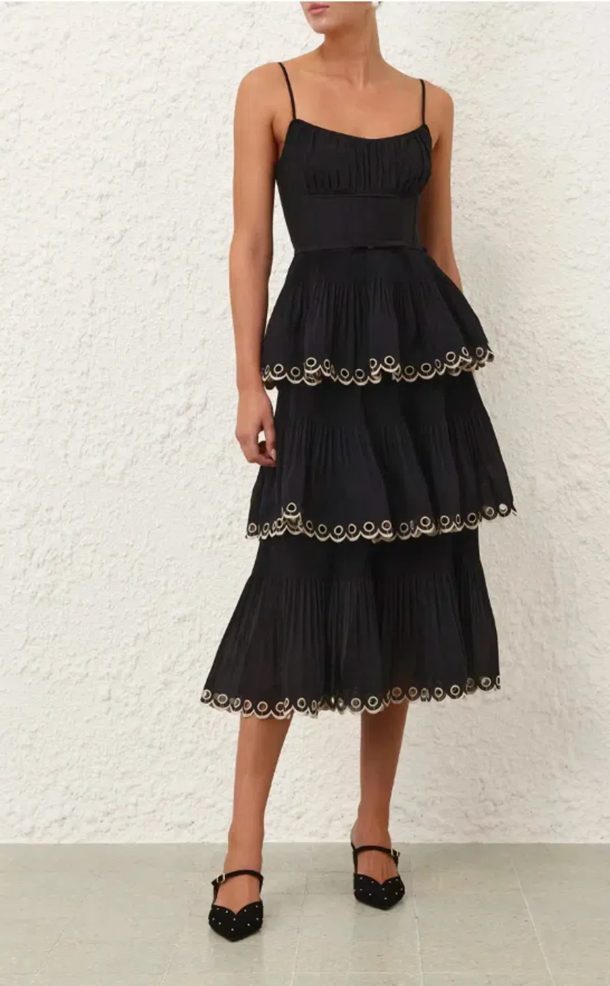 Zimmermann Embroidered Tiered Midi Dress for rent on The Volte - main image