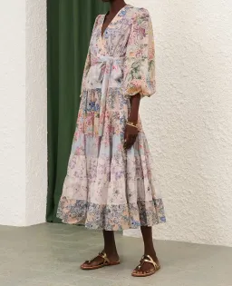 Zimmermann Halliday Tiered Wrap Midi Dress Floral for rent on The Volte - image 1