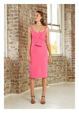 By Johnny Belle Bow V Midi Dress Pink Size 14 for rent on The Volte - image 1