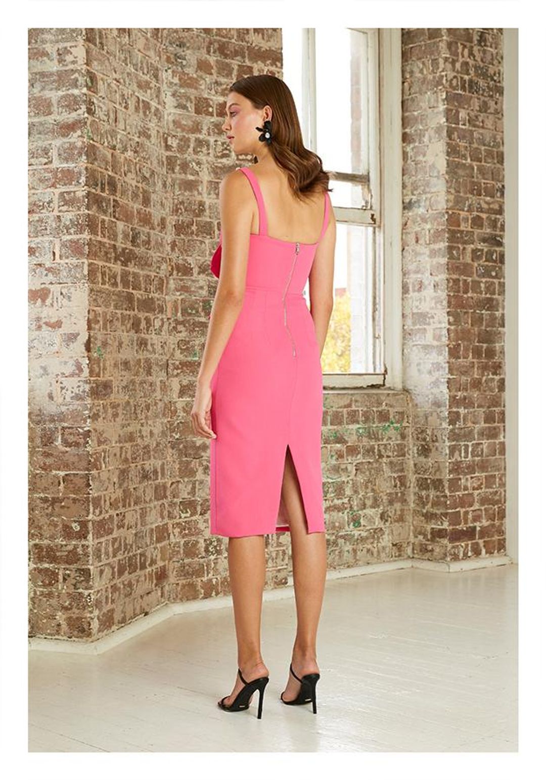By Johnny Belle Bow V Midi Dress Pink Size 14 for rent on The Volte - main image