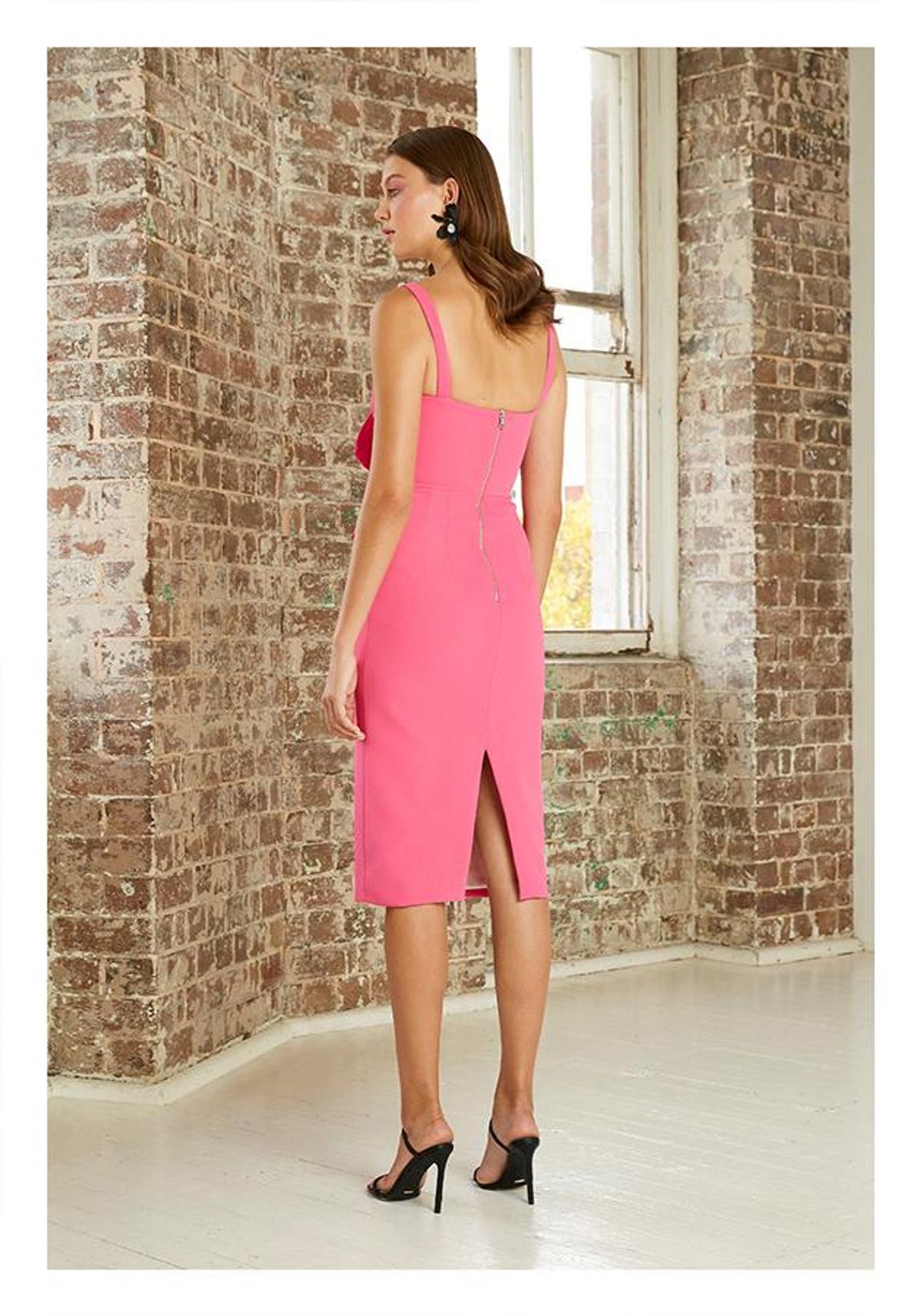 By Johnny Belle Bow V Midi Dress Pink Size 14 - Image 3