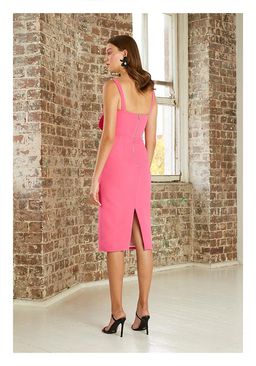 By Johnny Belle Bow V Midi Dress Pink Size 14 for rent on The Volte - image 3