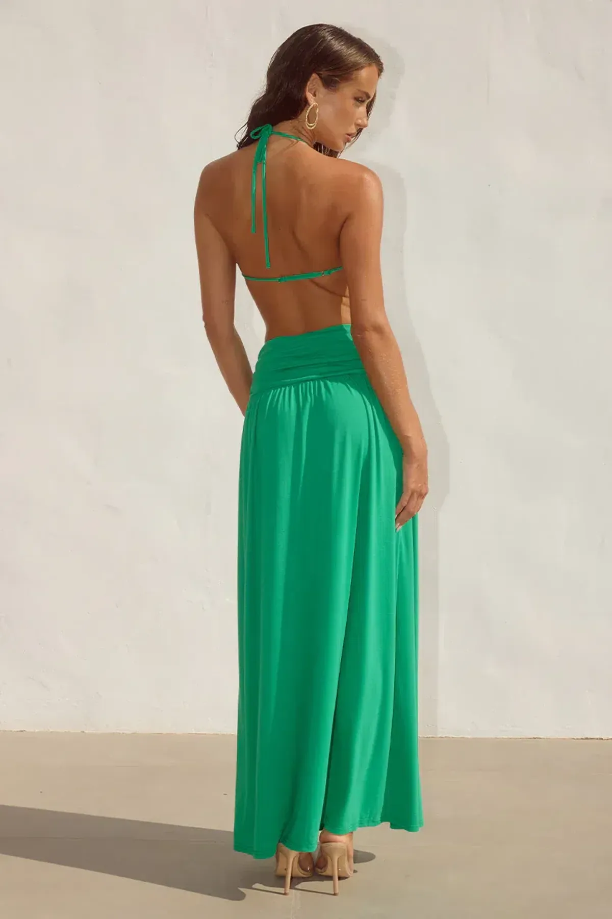Genia Cross Front Maxi Dress-Emerald Green - Image 3