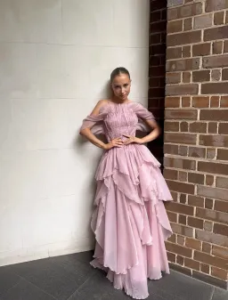 NISHA GOWN | FAWN PINK - SIZE 10 for rent on The Volte - image 1