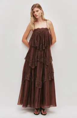 OPHELIA LACE GOWN | CHOCOLATE - SIZE 6 for rent on The Volte - image 1