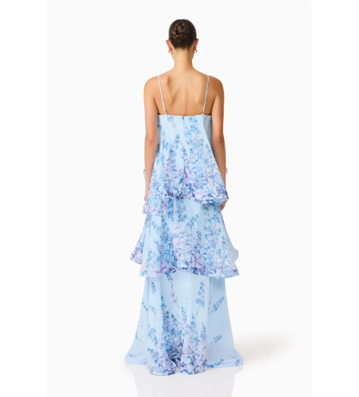 Elliat Armani Tiered Maxi Dress in Baby Blue Floral Size S/AU8 - Image 3
