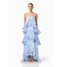 Elliat Armani Tiered Maxi Dress in Baby Blue Floral Size M/AU10 for rent on The Volte - image 1