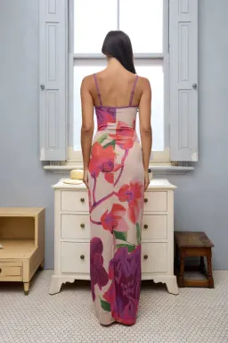 With Harper Lu - Slip Dress | Mesh Fuchsia Bloom for rent on The Volte - image 2