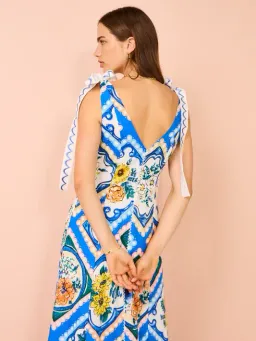 By Nicola - Adoncia Tie Shoulder Maxi Dress in Azure Floral Size 14 for rent on The Volte - image 2