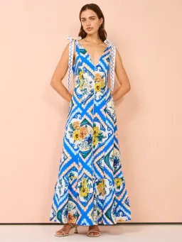 By Nicola - Adoncia Tie Shoulder Maxi Dress in Azure Floral Size 14 for rent on The Volte - image 1