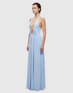 New MISHA "The Jennifer" Cupro Maxi Dress in Cornflower Blue, Size 8 - Formal Gown for rent on The Volte - image 2