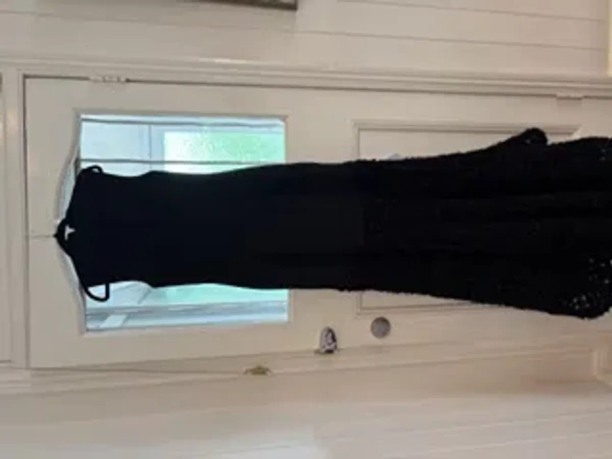 Carla Zampatti Castro Black Plunge Gown - Size 6 - Image 3