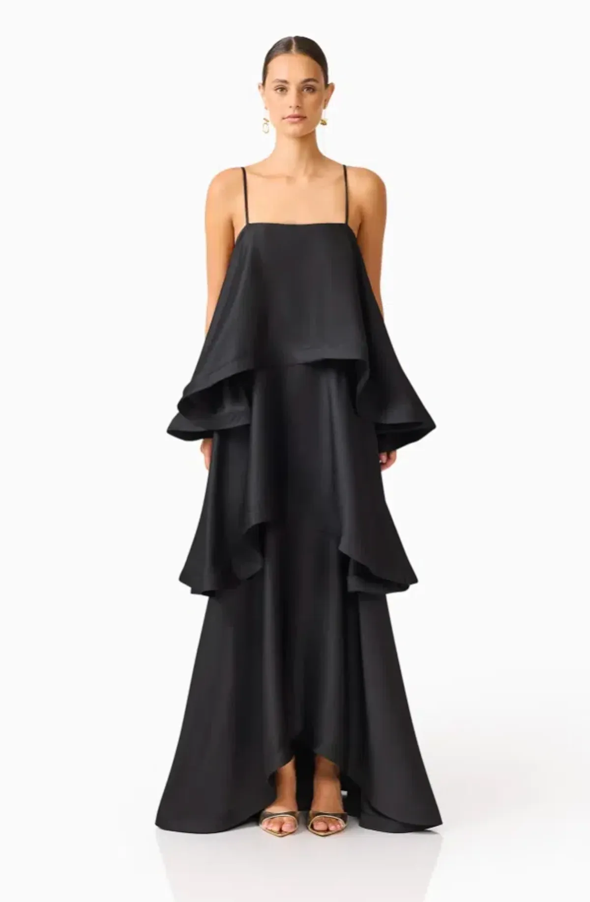 TILLY TIERED MAXI DRESS | BLACK - SIZE 12 for rent on The Volte - main image