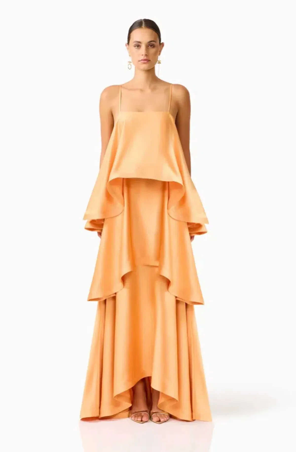 TILLY TIERED MAXI DRESS | ORANGE - SIZE 12 for rent on The Volte - main image