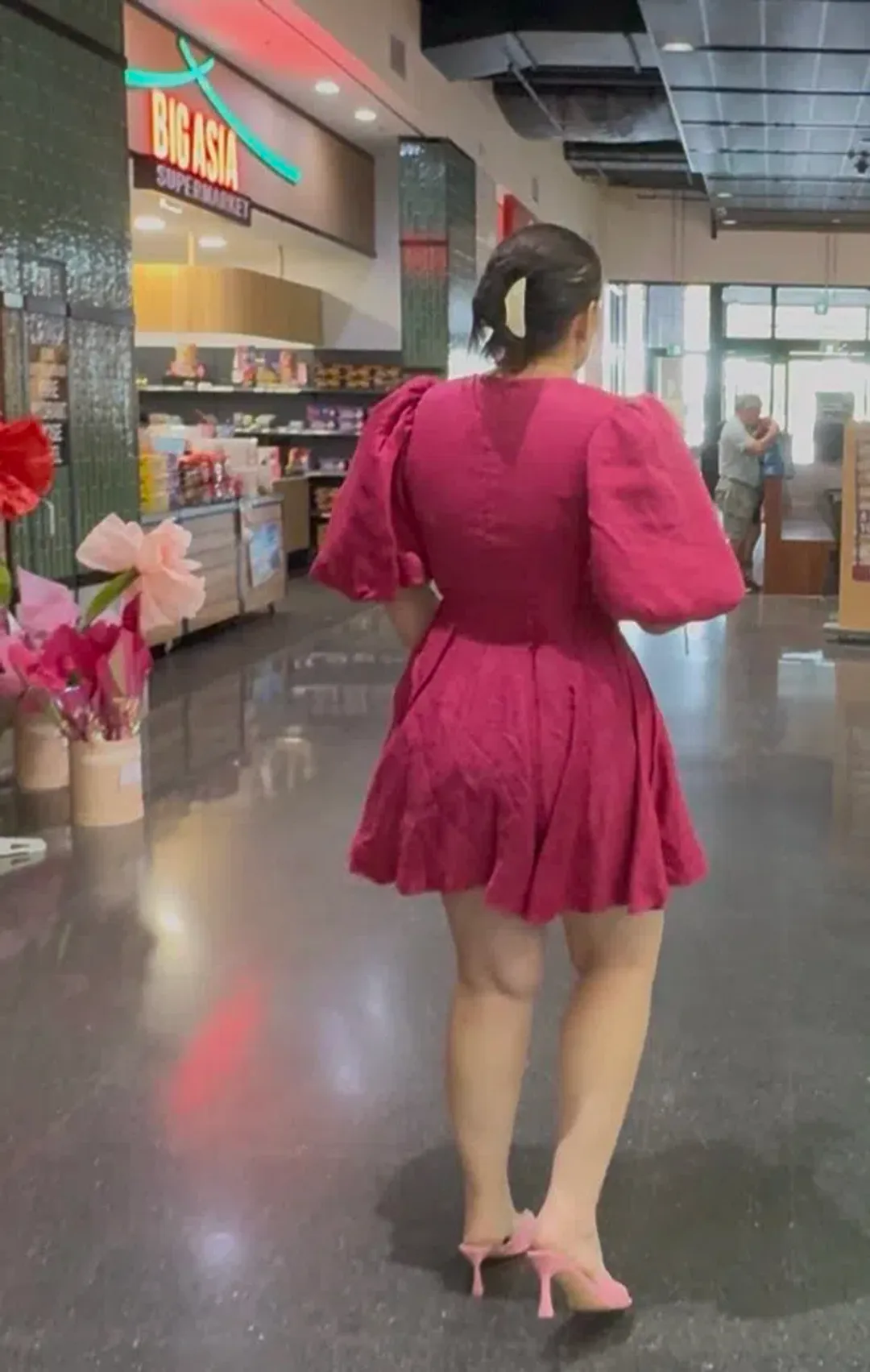 Aje asymmetrical mini dress fuschia sz 12 for rent on The Volte - main image