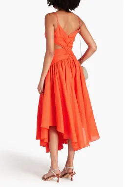 ZIMMERMANN Asymmetric cutout linen midi dress Size 1 for rent on The Volte - image 3