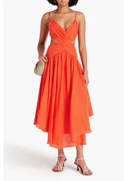 ZIMMERMANN Asymmetric cutout linen midi dress Size 1 for rent on The Volte - image 1