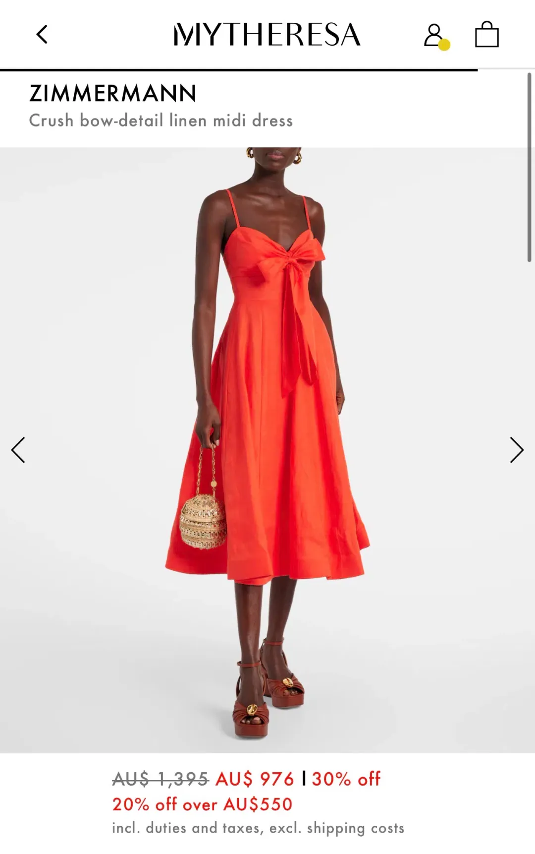 Zimmermann Crush Tie Front Midi Dress 0 for rent on The Volte - main image