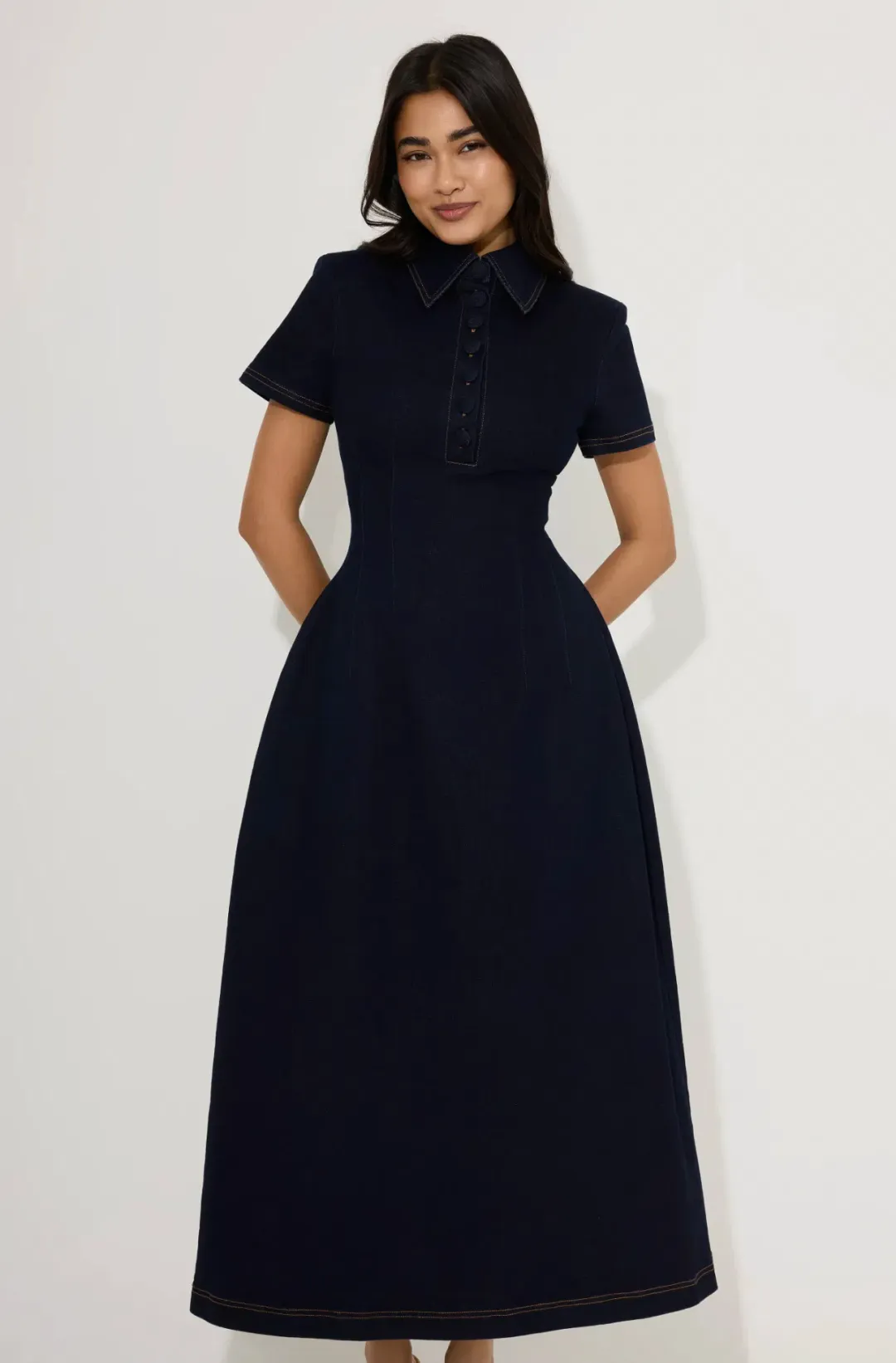 Odd Muse Cotton Mix Denim Collared Midi Dress Size S / AU 8 for rent on The Volte - main image