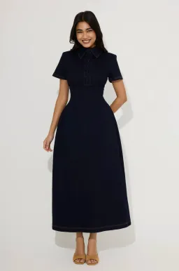 Odd Muse Cotton Mix Denim Collared Midi Dress Size S / AU 8 for rent on The Volte - image 1