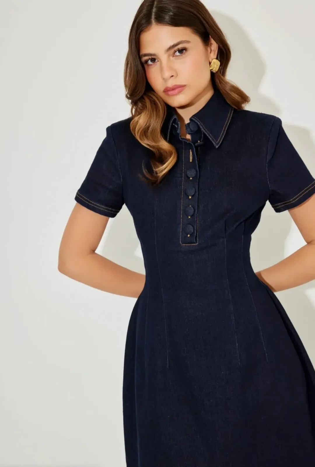 Odd Muse Cotton Mix Denim Collared Midi Dress Size S / AU 8 for rent on The Volte - main image