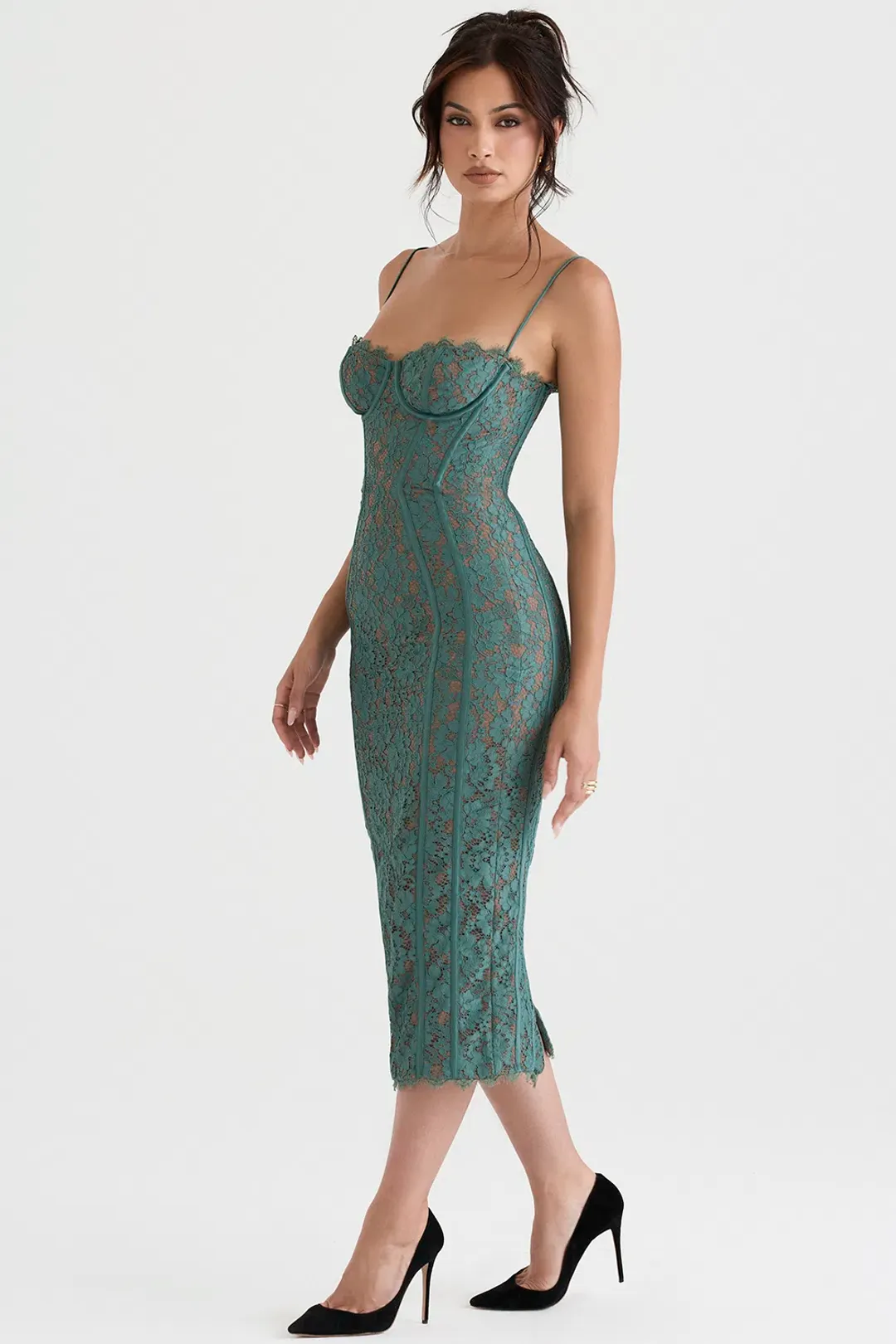 House of CB Joelle dress midi green size S plus cup for rent on The Volte - main image