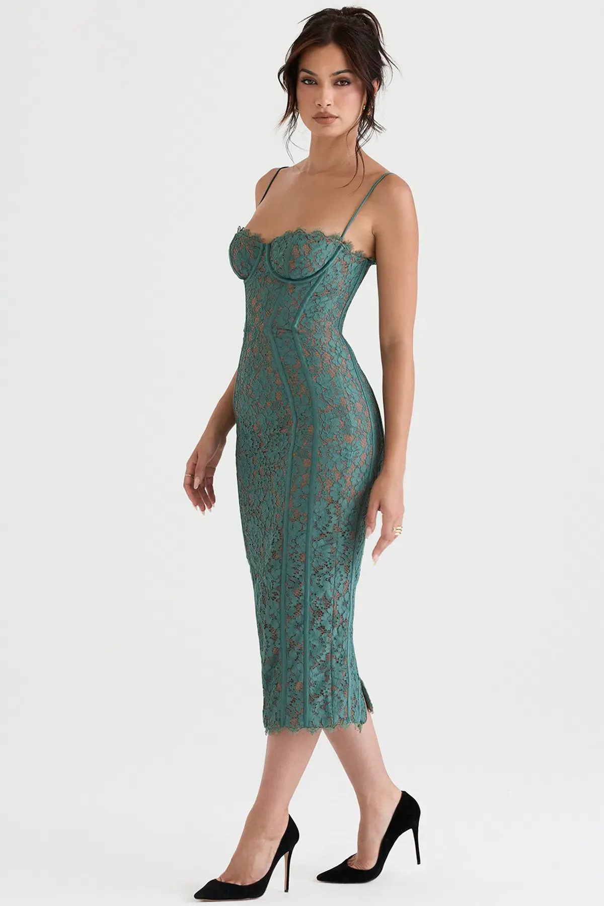 House of CB Joelle dress midi green size S plus cup for rent on The Volte - main image