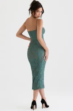 House of CB Joelle dress midi green size S plus cup for rent on The Volte - image 3