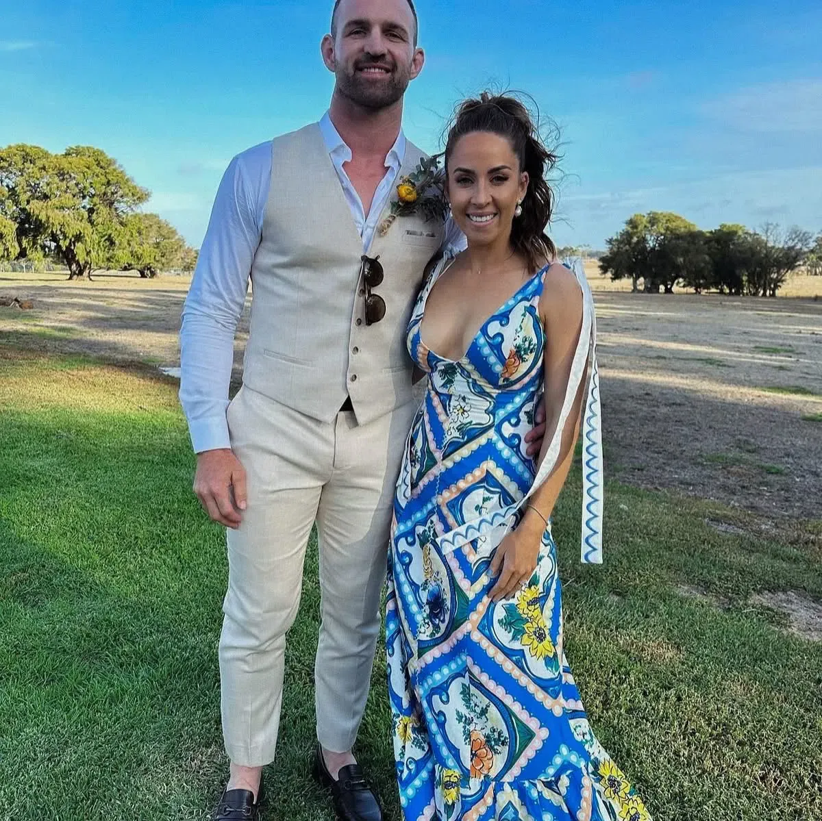 By Nicola Adoncia Tie Shoulder Maxi Dress in Azure Floral | AU 12 - Image 7