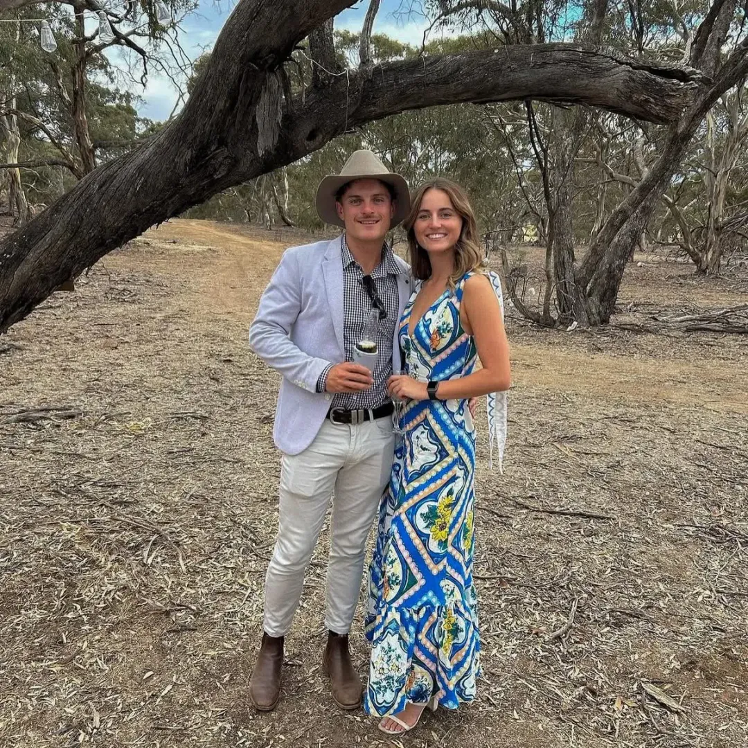 By Nicola Adoncia Tie Shoulder Maxi Dress in Azure Floral | AU 12 for rent on The Volte - main image