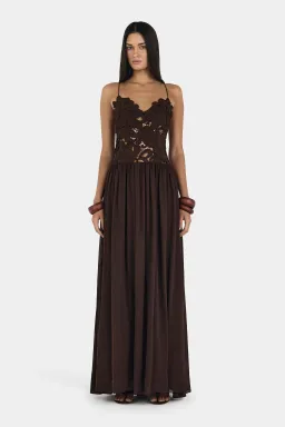 Hansen And Gretel Stephanie Maxi Dress Cedar Brown Size 8 for rent on The Volte - image 1