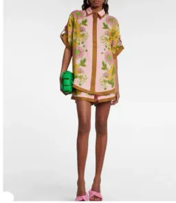 Alemais Winnie Floral Spliced Pink Shirt and Short Two Piece Set Print Size 10 for rent on The Volte - image 1