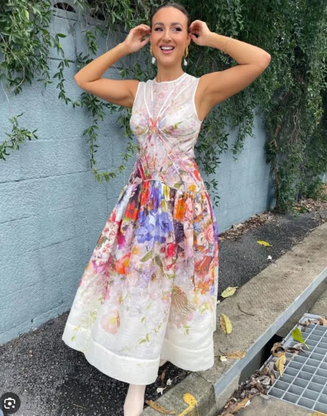 Zimmermann Prima Panelled Midi Dress Print Floral Size 1 / Au 10 for rent on The Volte - main image