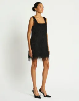 New SASS & BIDE “Dolce” Fringe Mini Dress – Black Size 6 AU for rent on The Volte - image 2