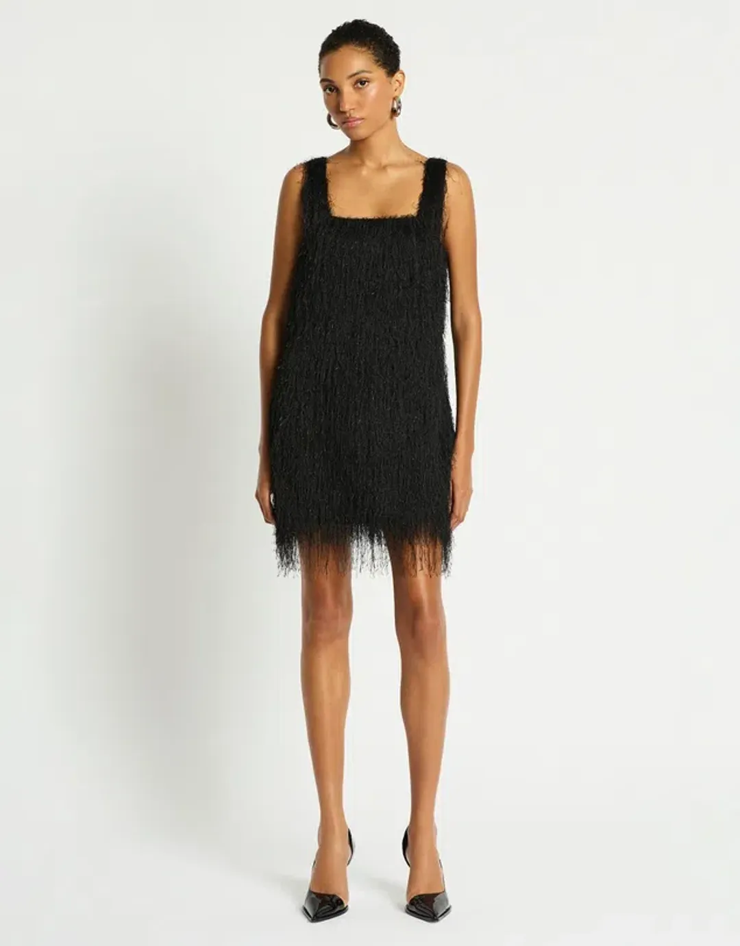 New SASS & BIDE “Dolce” Fringe Mini Dress – Black Size 6 AU for rent on The Volte - main image
