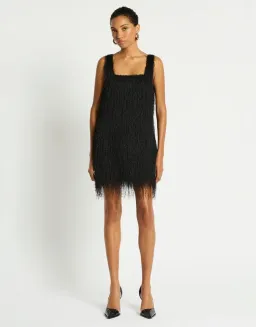 New SASS & BIDE “Dolce” Fringe Mini Dress – Black Size 6 AU for rent on The Volte - image 1