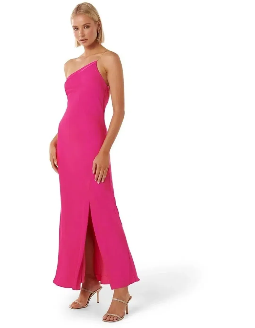 Forever New Aurelia Asymmetrical Chain Detail Maxi Dress in Pink for rent on The Volte - main image