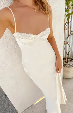 Beginning Boutique Mariana Cream Lace Bust Midi Dress for rent on The Volte - image 7