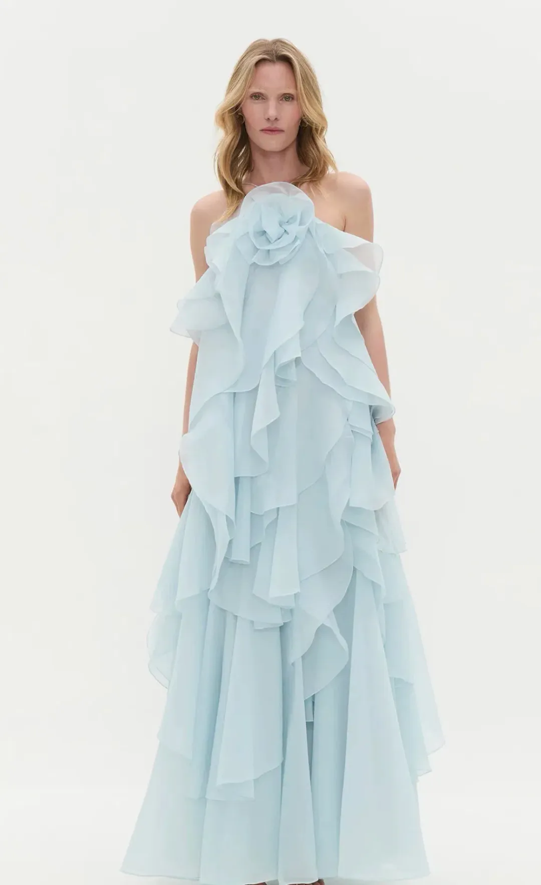 AJE Pandorea Layered Maxi Dress – Silver Blue- size 12 for rent on The Volte - main image