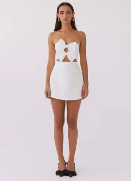 Pepper Mayo Girl Crush Bow Mini Dress - White for rent on The Volte - image 1
